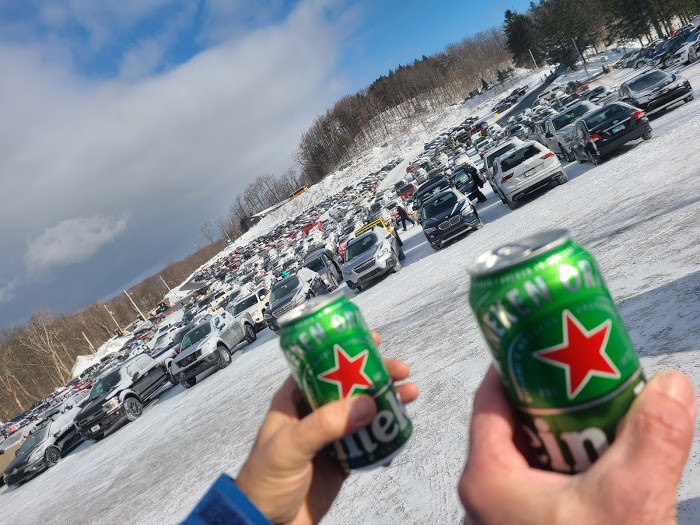 Cheers to a packed resort and long lift lines.