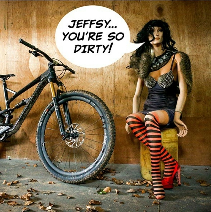 Seems to be mimicking cartoon basement porn.  Note the punisher skulls on the scarf, and having her sit on a dirty bucket.  Very un-classy treatment of females in advertising by YT Bikes.
