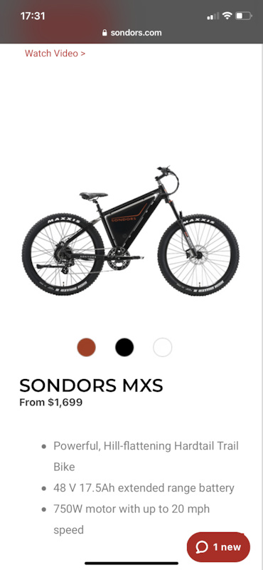 sondors mxs electric bike