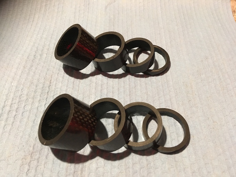 2020 Carbon fiber steerer tube spacers, two sets For Sale