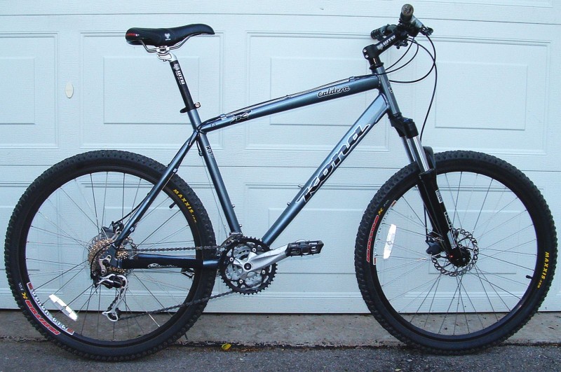 2008 Kona Caldera, 20" silver frame (color for Canada), RockShox TORA 302 Coil 100mm fork, Hayes Stroker Trail Hydraulic Disc brakes, Shimano Deore (front) &amp; Shimano XT Shadow (rear) deraillers, FSA Alpha Drive ISIS cranks