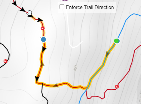 Disable auto-routing enforcement of trail direction, to route any direction you want.