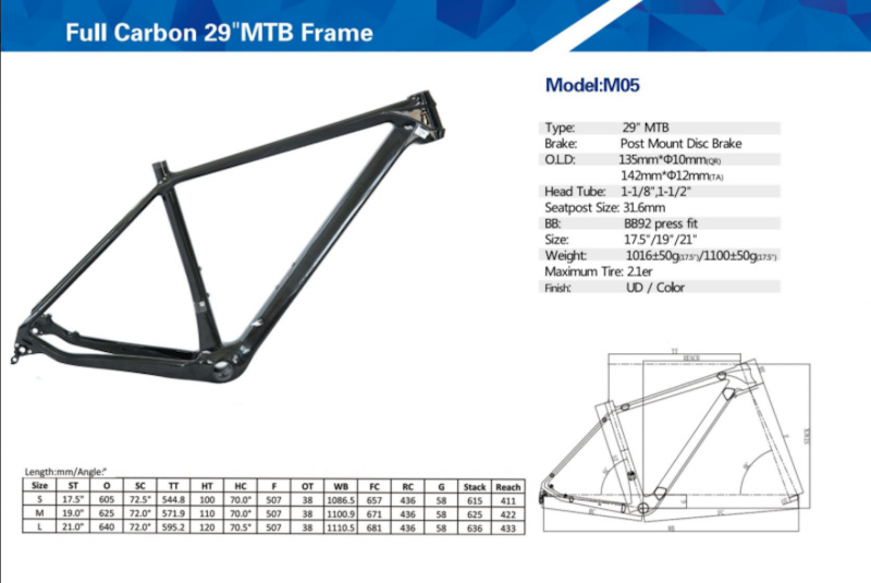 carbon 29er hardtail frame