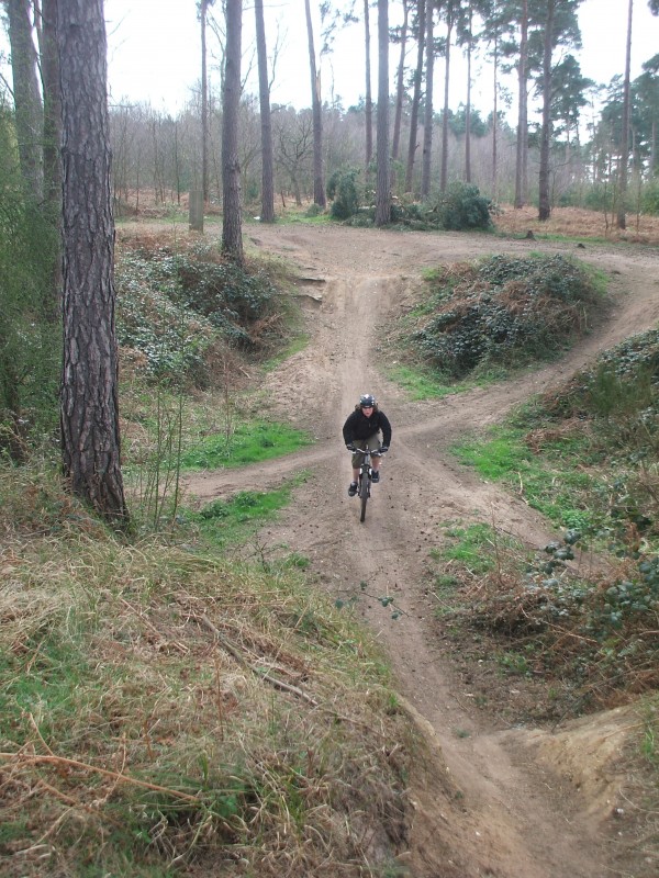 Me riding through Madgets bombhole in thetford forest.
