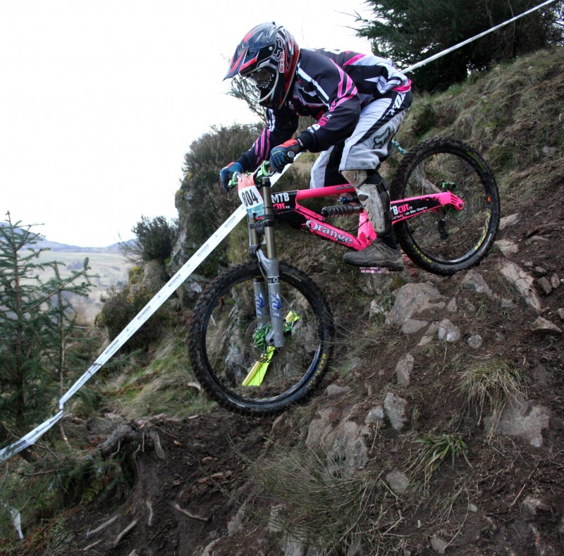 MTB Cut team rider on the top section at Dunkeld