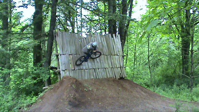 doing a wall ride after the dirt jumps