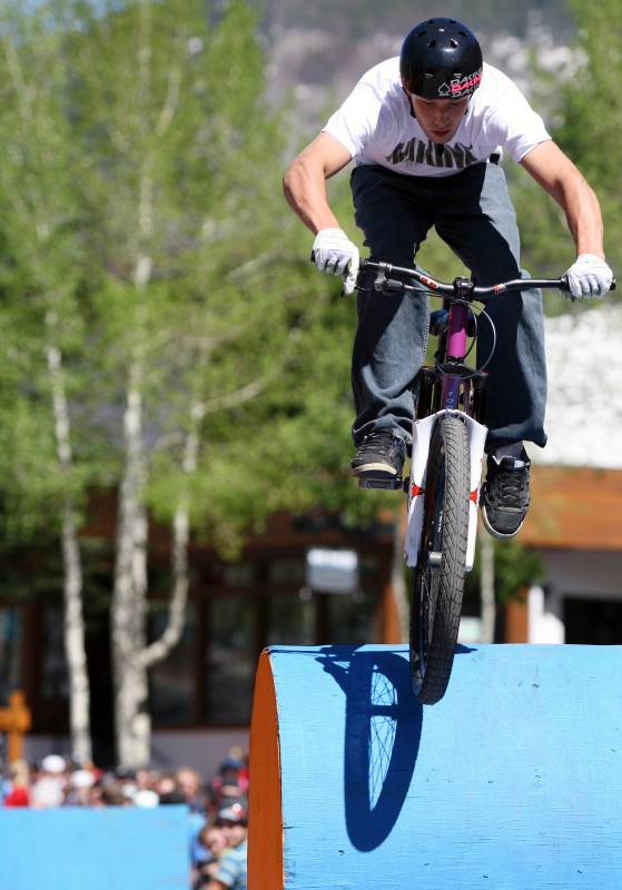 ridin the speed trials course in the village of Vail