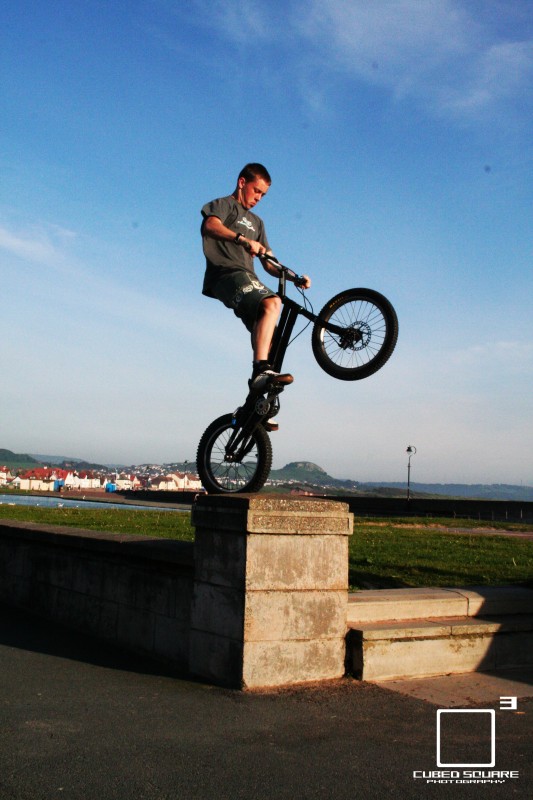 Alex backwheeling on a post - Cubed Square Photography - Laurence CE