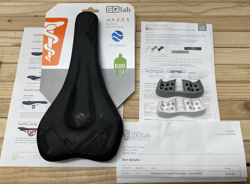 2021 SQlab 60X Active S-Tube MTB Saddle, 13cm For Sale