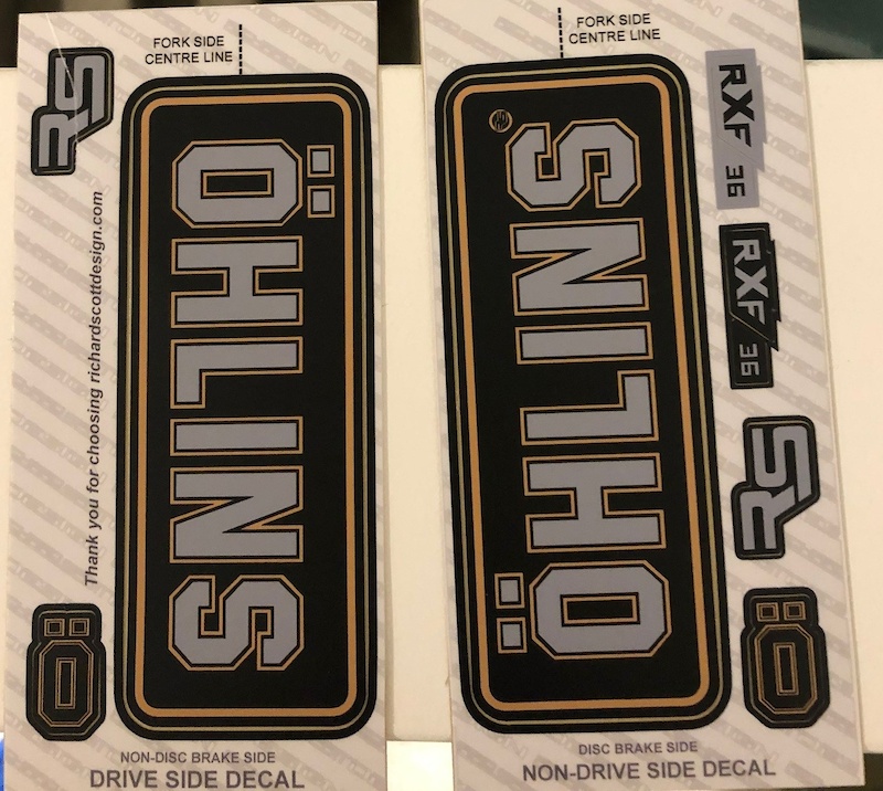 2021 Grey Ohlins fork decals For Sale