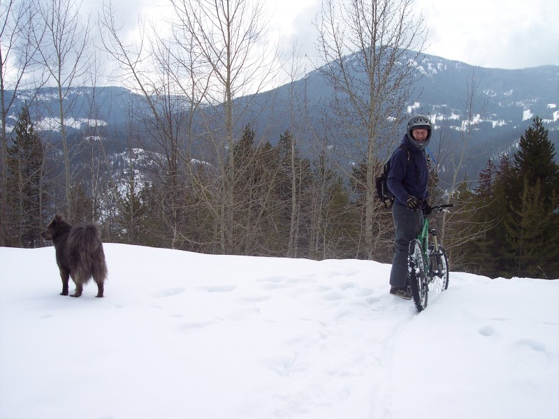 Early season riding Kootenay style. There is 3" of fresh snow on the dug out trail.