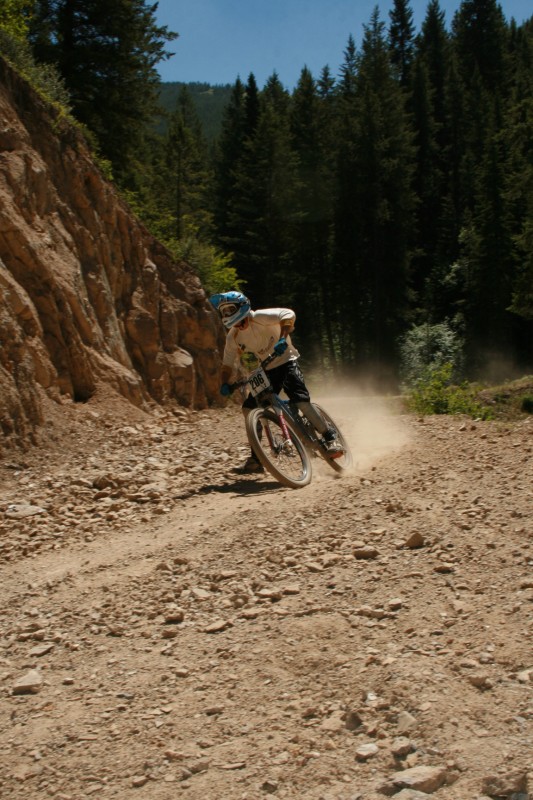 Racers ripping up the course at the 2008 Panorama Mad Trapper DH race.