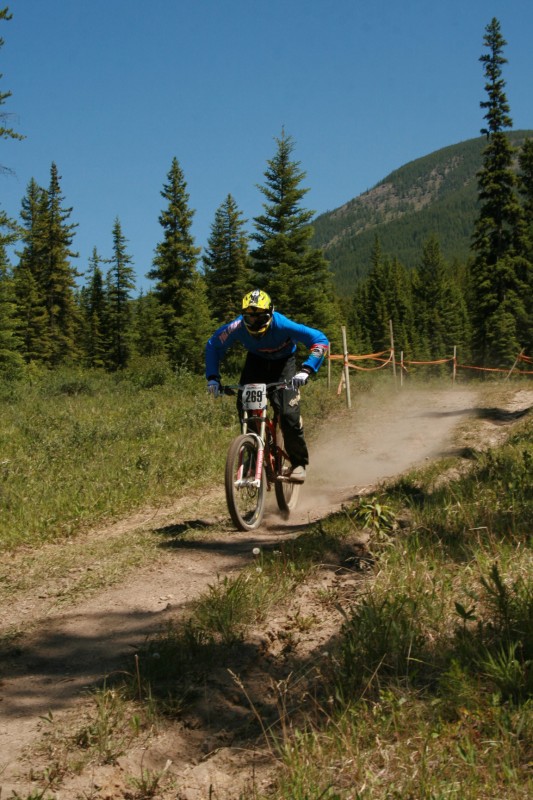 Racers ripping up the course at the 2008 Panorama Mad Trapper DH race.