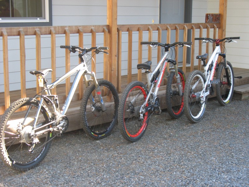 the three bikes,trek fuel ex 9, and the two bottle rockets