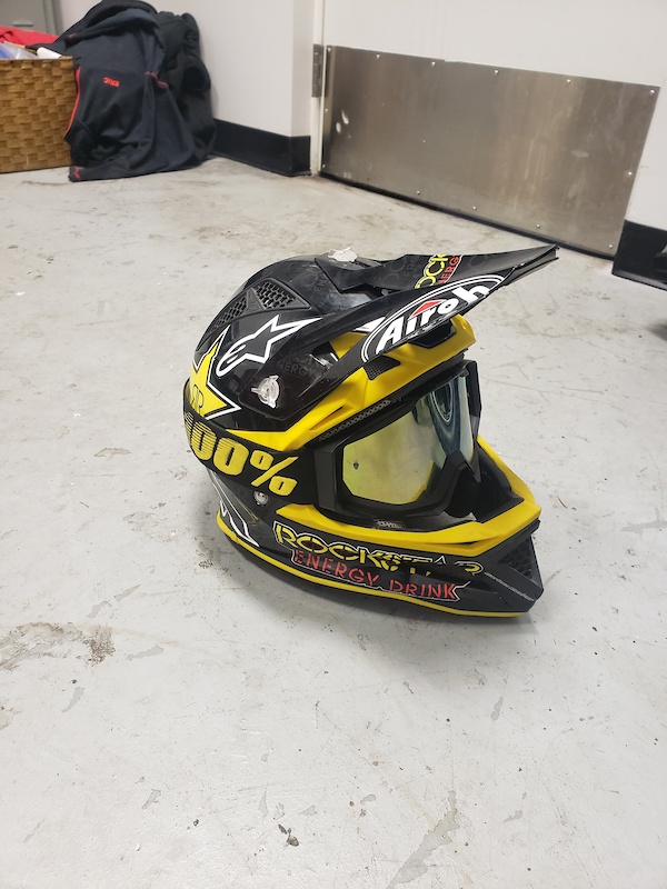 Airoh Fighter Carbon Rockstar + 100 Racecraft Goggles For Sale