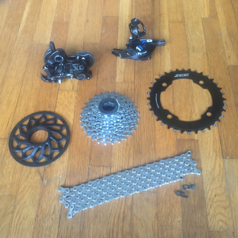 Sram X0 x Zee 1x7/10 clutch drivetrain w/ spacer (468) For Sale