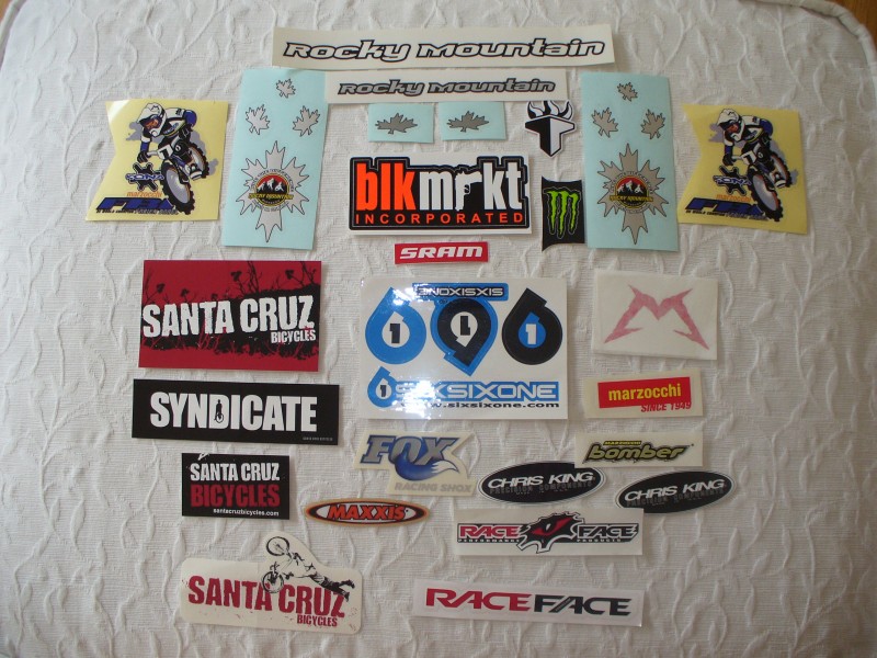 Santa Cruz, Black Market, Raceface, Fox, Maxxis, 661, Marzocchi and Rocky Mountain and Chris King. All for sale!