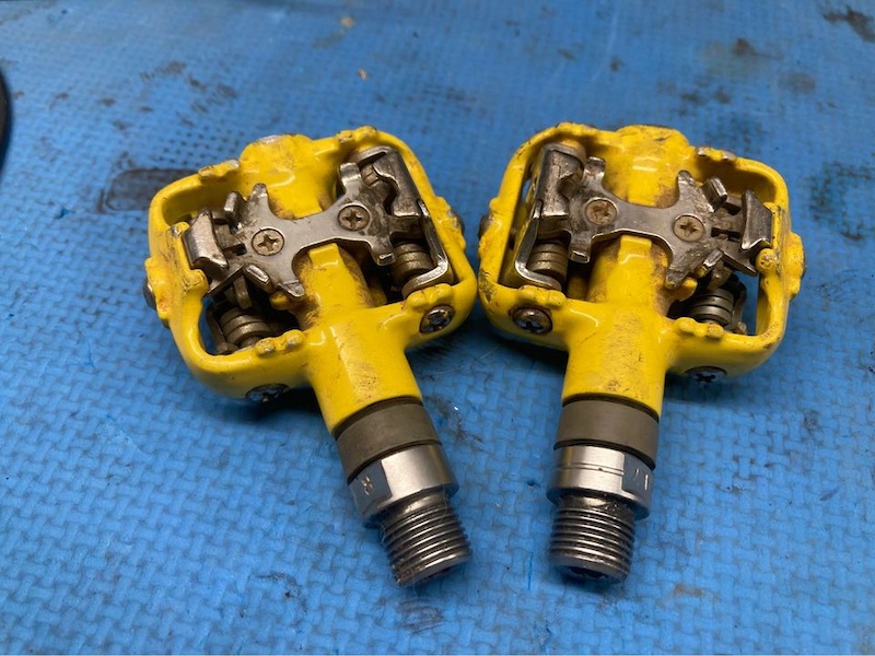 Rockwerks SPD pedals yellow clipless shimano mtb For Sale