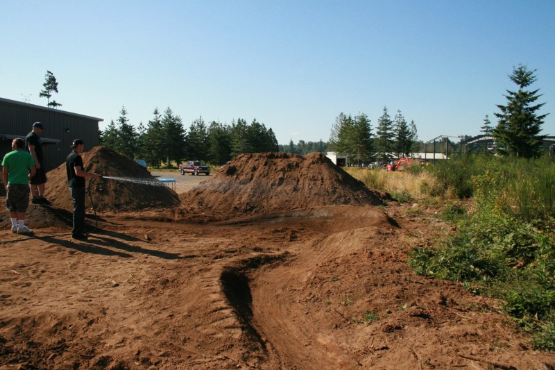 Watering the pump track down.
