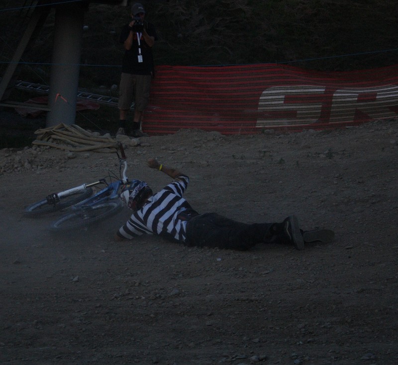 not pumped about falling on a backflip 1 foot X, his bike smoked him in the dome
Jess Findlay Photo