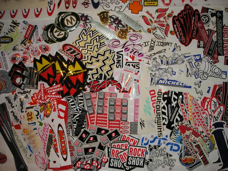 Old Photos of a bunch'a bike stickers I had collected over some years