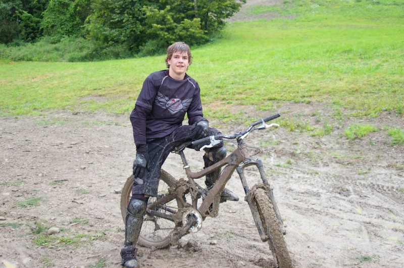 We caked it in mud. The bike weighed about 80lbs