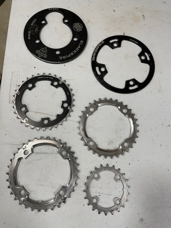 Various classic chain rings and bash rings For Sale