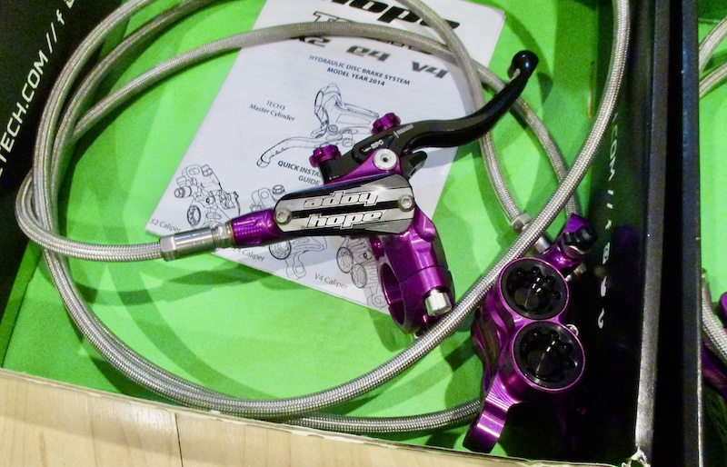 2021 nos new Hope tech 3 E4 brakes Candy Purple braided For Sale