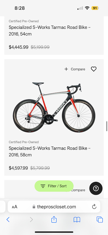 S works tarmac sl6 best sale size guide