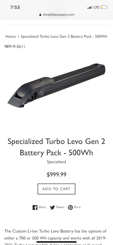 2022 500WH specialized Levo battery For Sale