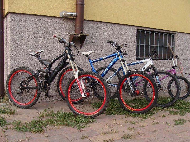 My bikes.
2 dh, xc, bmx