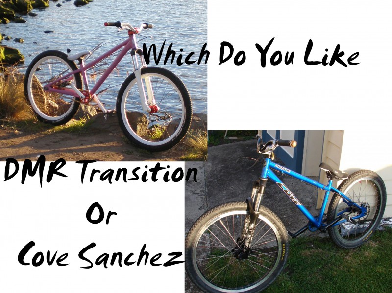 Choose Which Bike you like most, 
The DMR Transition ( Pink ) Or the Cove Sanchez ( Blue )