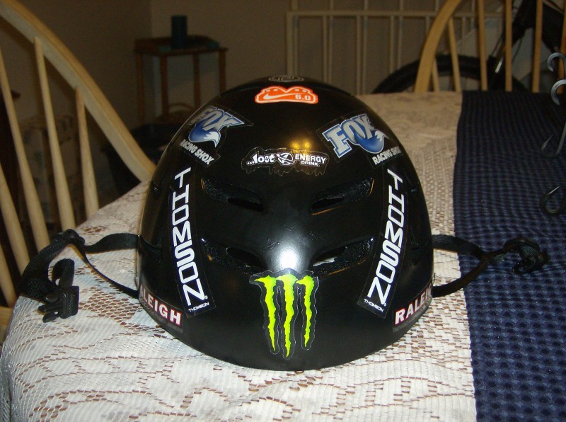 My Helmet freshly painted and Stickered.