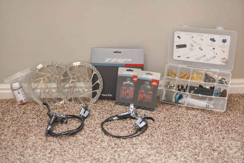 2023 TRP DHR EVO 4 Piston Brakes Pads Rotors Bleed Kit DHR For Sale