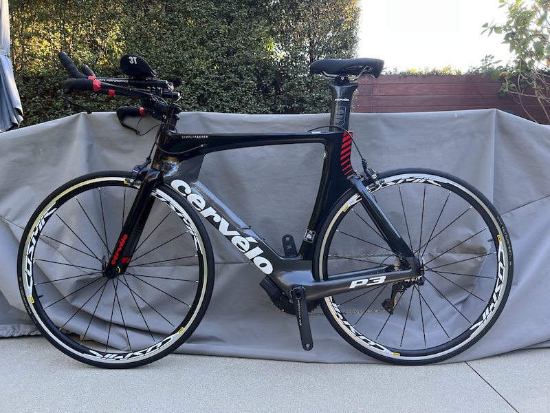 2018 Cervelo P3 Ultegra di2 Rim brake, size 56, Black/Red For Sale