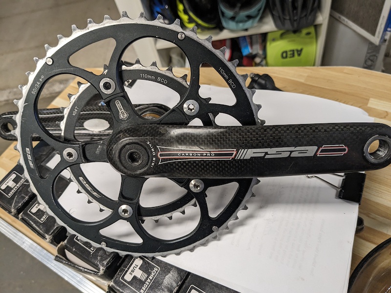 FSA Carbon Pro Crank, Compact 110bcd, ISIS BB Included For Sale