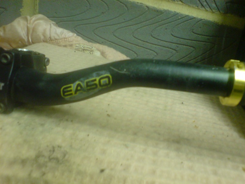 easton ea50 bars, truvativ husselfelt dh/dirt jump stem(very very stron) outland gold and black lock on grips for sale