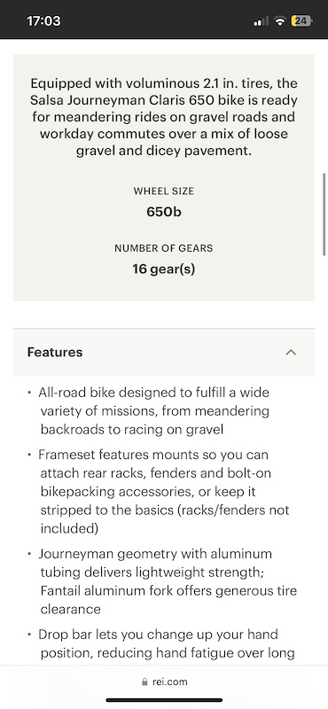 2020 Salsa journeyman Claris 650b 50 cm For Sale