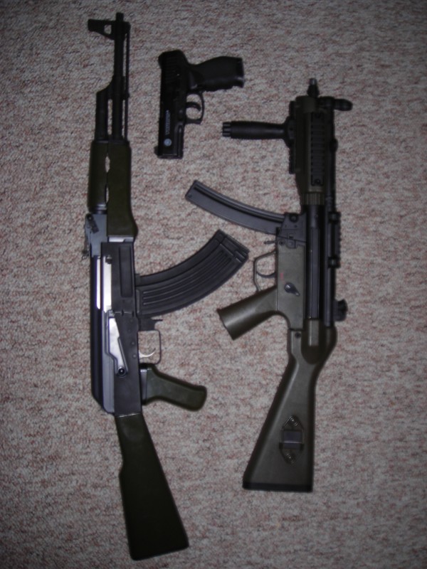 My Babies:
Kracken AK-47
Taurus 24-7
Broxa CQB Mp5