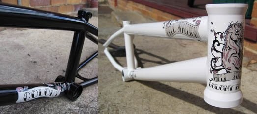 Colony's new signature frame for brakeless and chainless rider Liam Fahy Hampton.

The funny thins is that it's drilled for gyro tabs but doesn't even have mounts... FAIL!