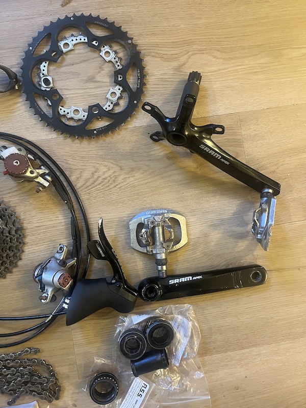 SRAM Apex 2x10 group-set, pedals, crank, extras For Sale