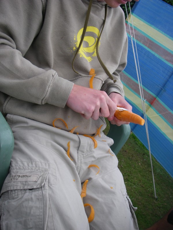 Jake peeling his...carrot again