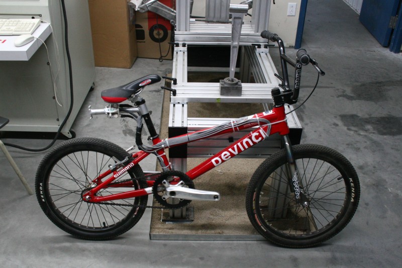 Instrumented bike with electronic sensors. This model of BMX was for their race bikes from a few years ago.