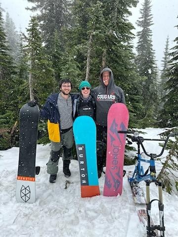 Me with 2 of my kids snowboarding and ski biking in June, 2023 on Chinook Pass, WA.
Yes, it was snowing in June.