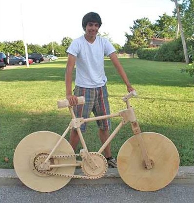 A wooden bicycle
