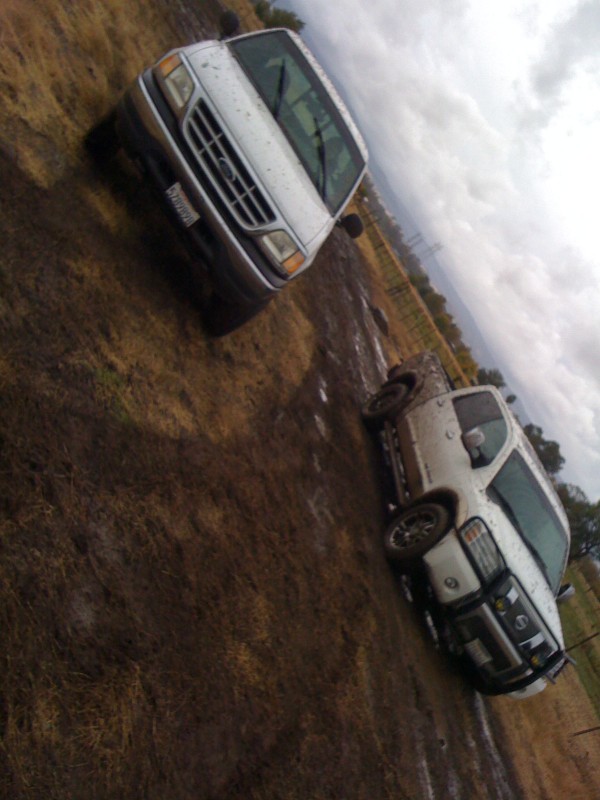 me and char went off roading, mines the titan, and charlie's is the f150