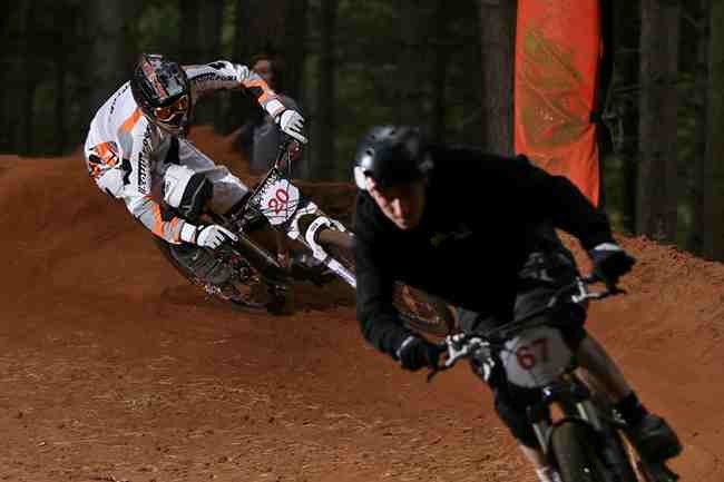 Chicksands end of season 4X race.....Christian Hatcher - Southfork Racing and Tom Gethin - Flow Bikes. Picture taken by The Duck @ Dirtmag.co.uk