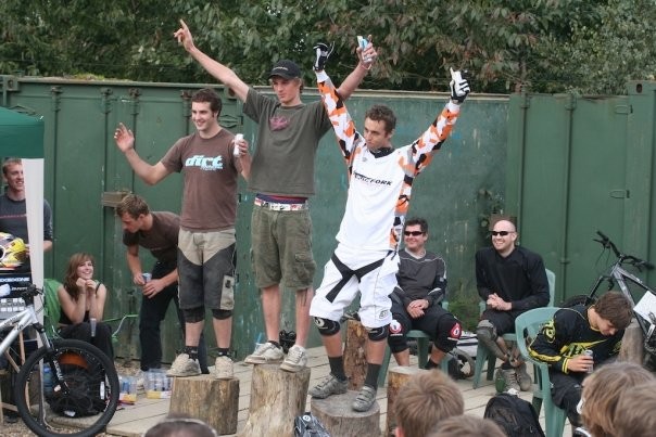 Pic of the podium at the last 08 PORC summer series dh race with myself 2nd in seniors (all white Southfork Racing kit)