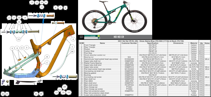 Kona Hei Hei CR assembly diagram