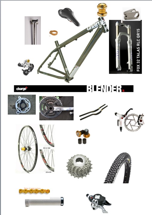 charge blender ti build, bits are self explanatory, if you cannot see they are burgtec ride wide bars 20mm rise, and a point one racing ltd edition 50 mm stem...

any suggestions?